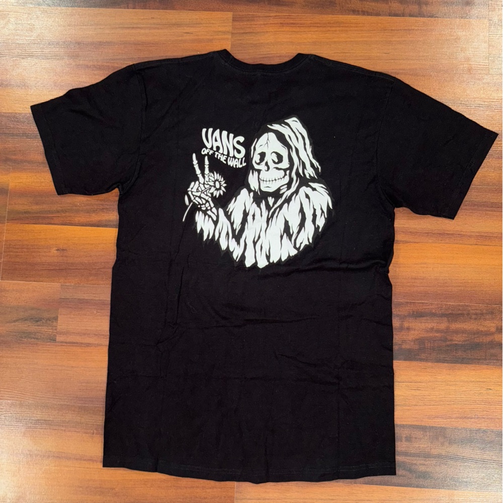 Vans Black Grim Reaper Graphic Tee Size Medium